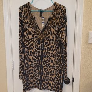 Leopard sweater tunic dress